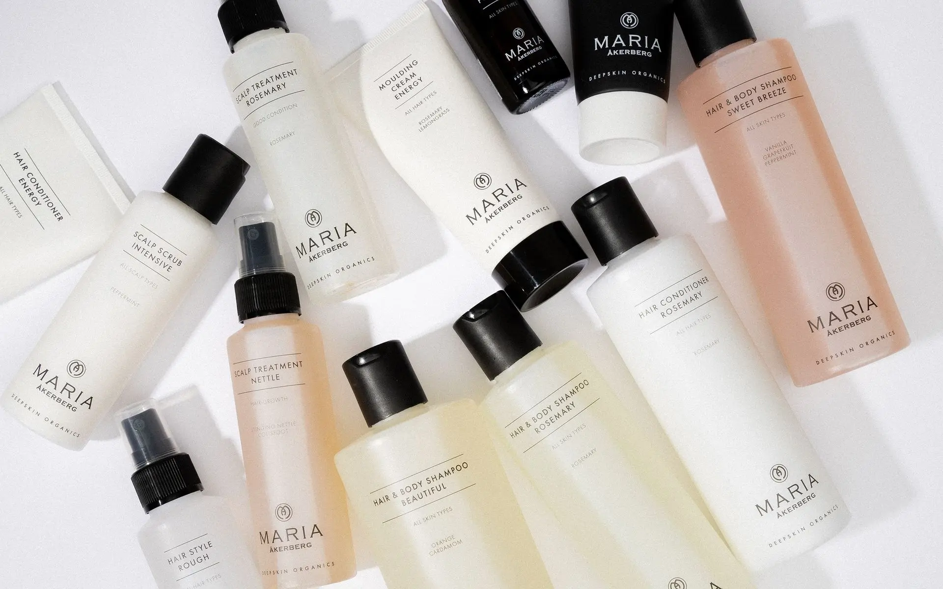 Shampoos, conditioners, wraps and more produced in natural hair care from MARIA ÅKERBERG